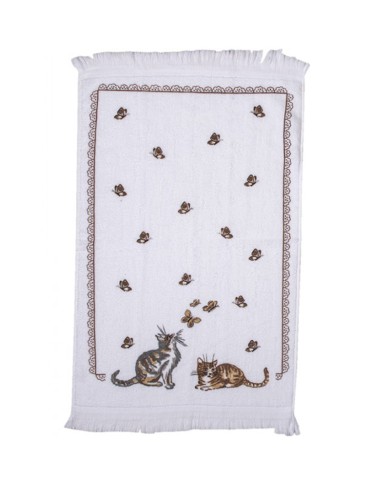 Hand Towel with Cats & Butterflies Hand Towel with Cats & Butterflies