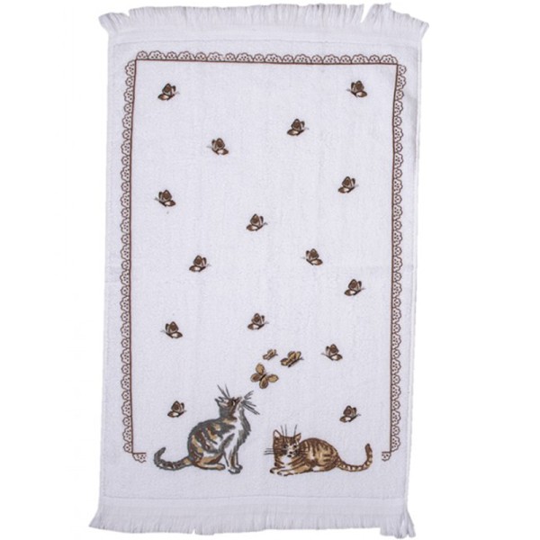 Hand Towel with Cats & Butterflies