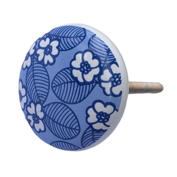 Blue Floral Furniture Knob