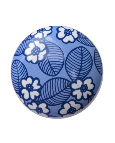 Blue Floral Furniture Knob