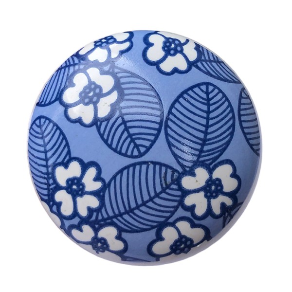 Blue Floral Furniture Knob