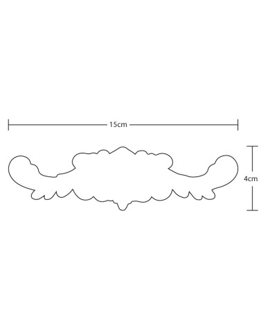 Illustratie van decoratieve witte ornamenten met gedetailleerde afmetingen.