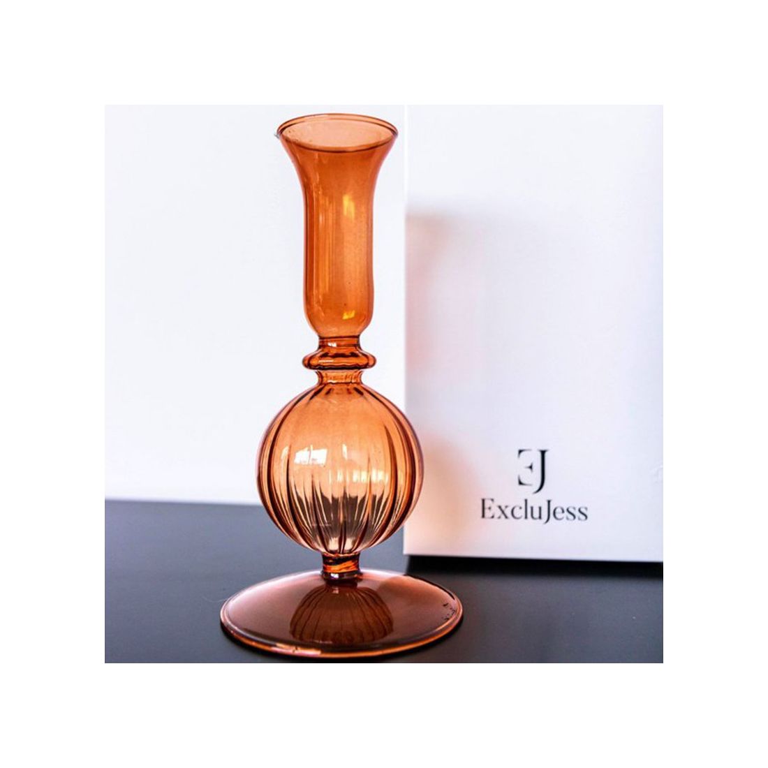 Glass Candlestick Holder Bubble