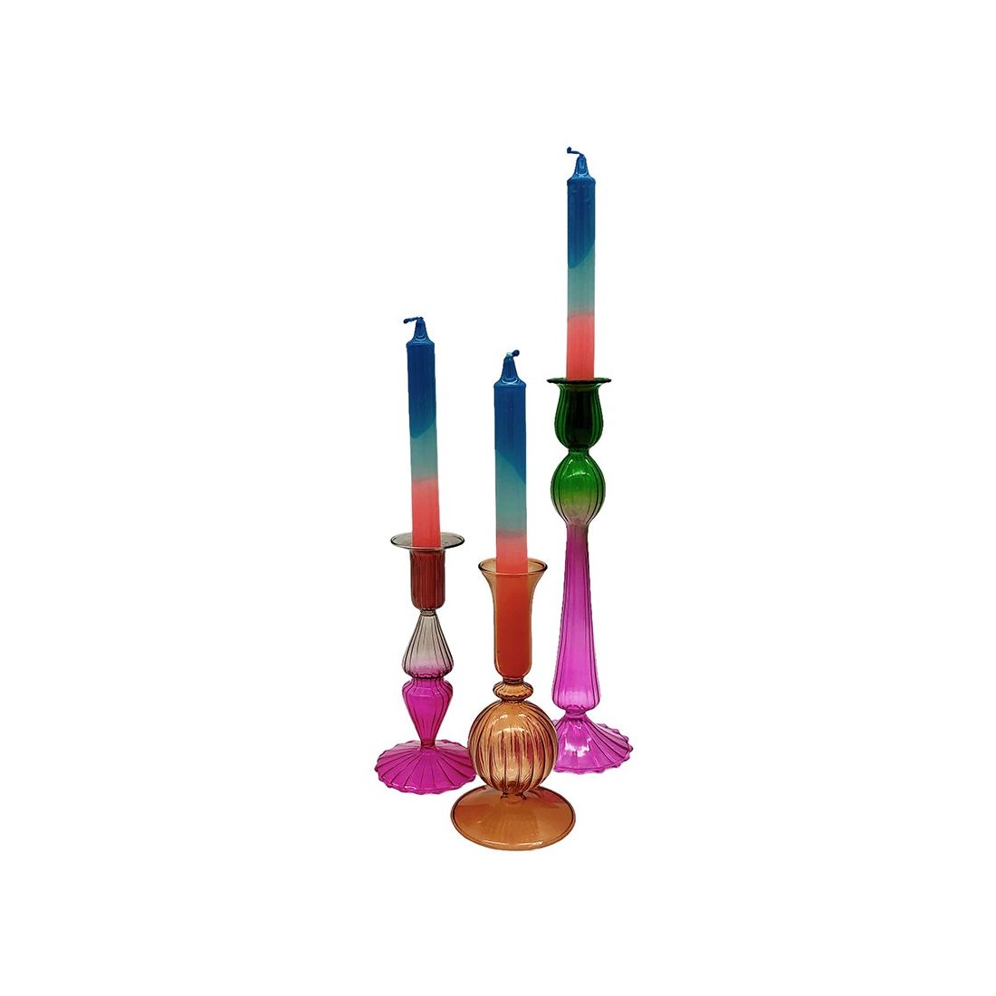 Glass Candlestick Holder Ombre