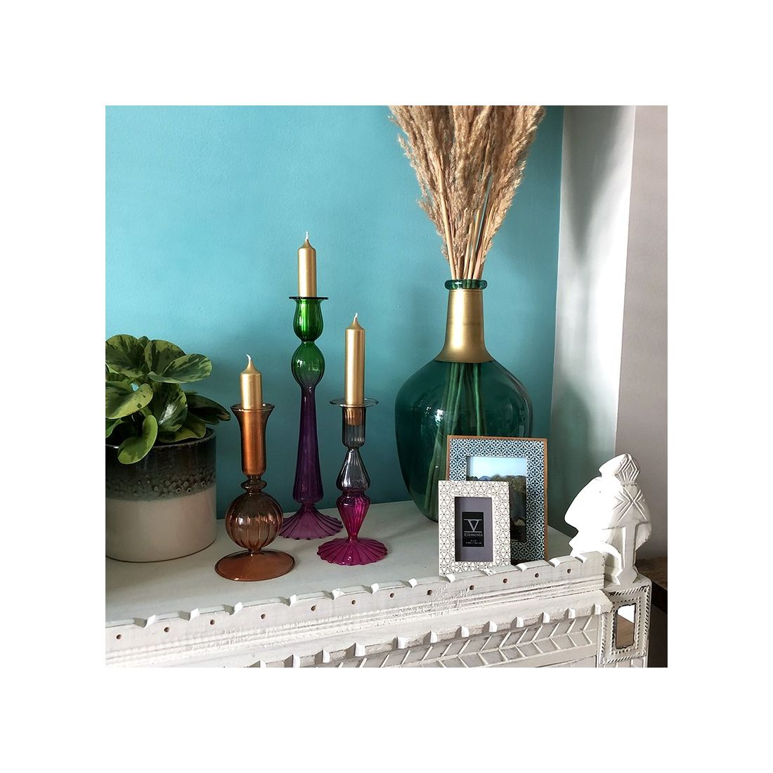 Glass Candlestick Holder Tulip