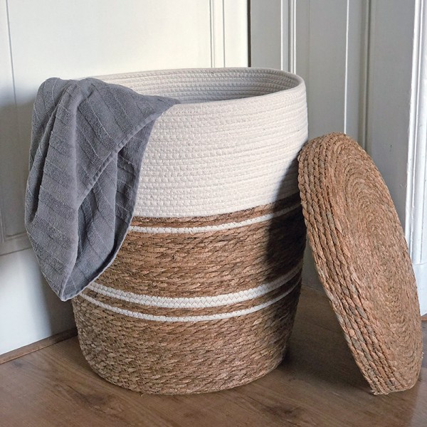 Laundry Basket with Lid White