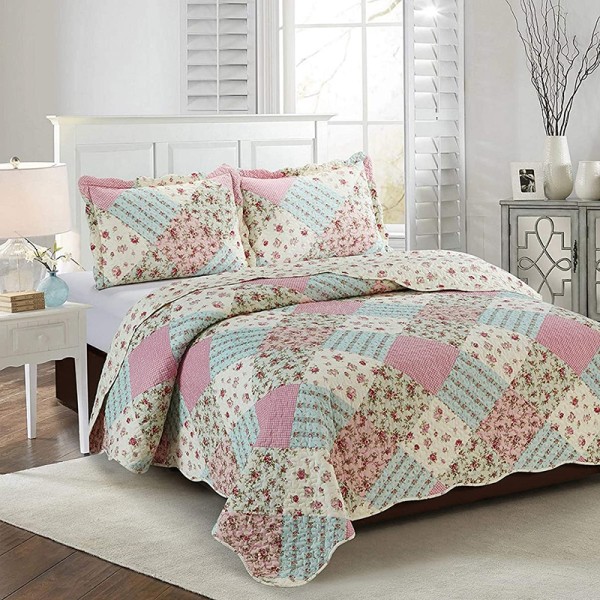 Spring Floral Patchwork Quilt