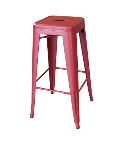 Industrial Style Metal Bar Stool Red