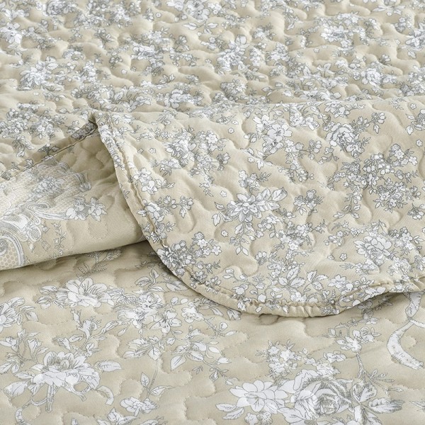 Floral Toile Beige Bedsprei