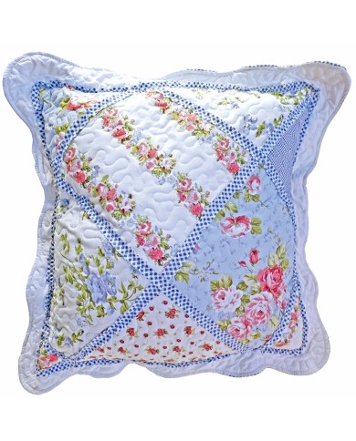 Blauwe Patchwork Kussen 50x50 Blauwe Patchwork Kussen 50x50