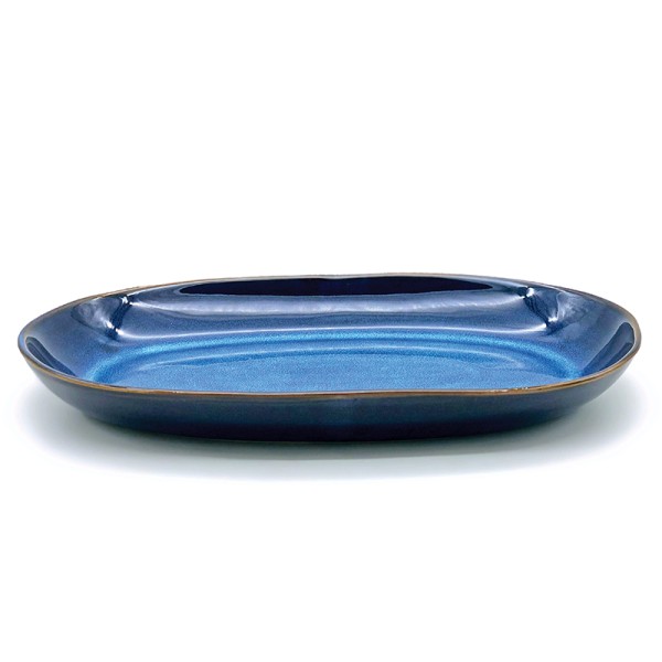 Reactive Glaze Deep Serving Platter Blue