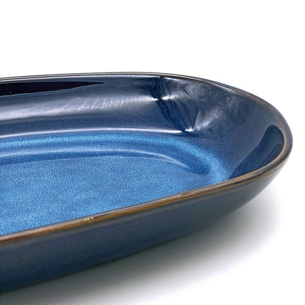 Reactive Glaze Deep Serving Platter Blue