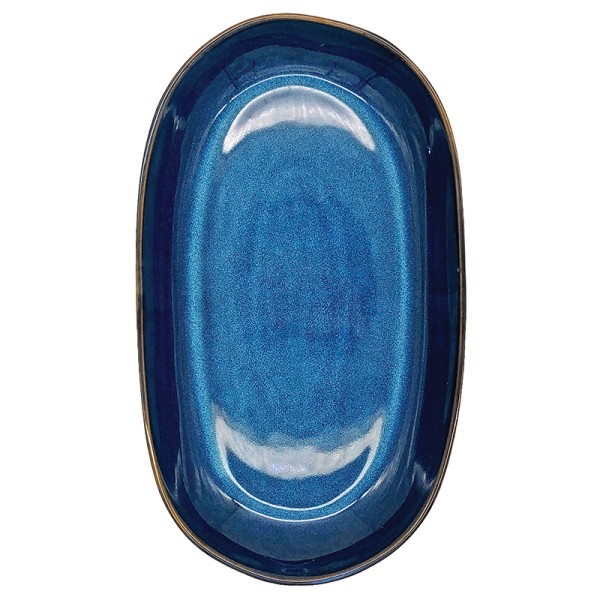 Reactive Glaze Deep Serving Platter Blue