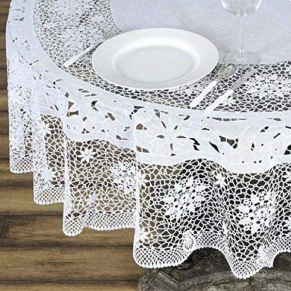 Vinyl Crochet Round Tablecloth