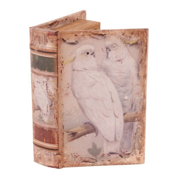 Vintage Book Box White Parrots