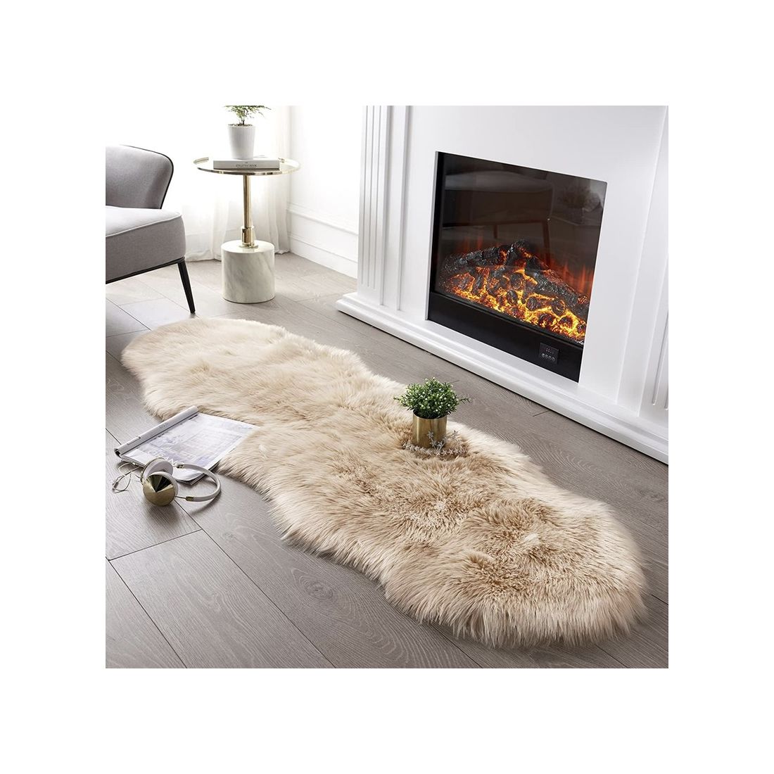 Faux Sheepskin Rug Beige XL