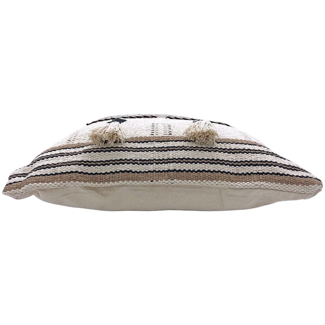 Beige Kussen met Kwastjes - voeg warme speelse elementen toe