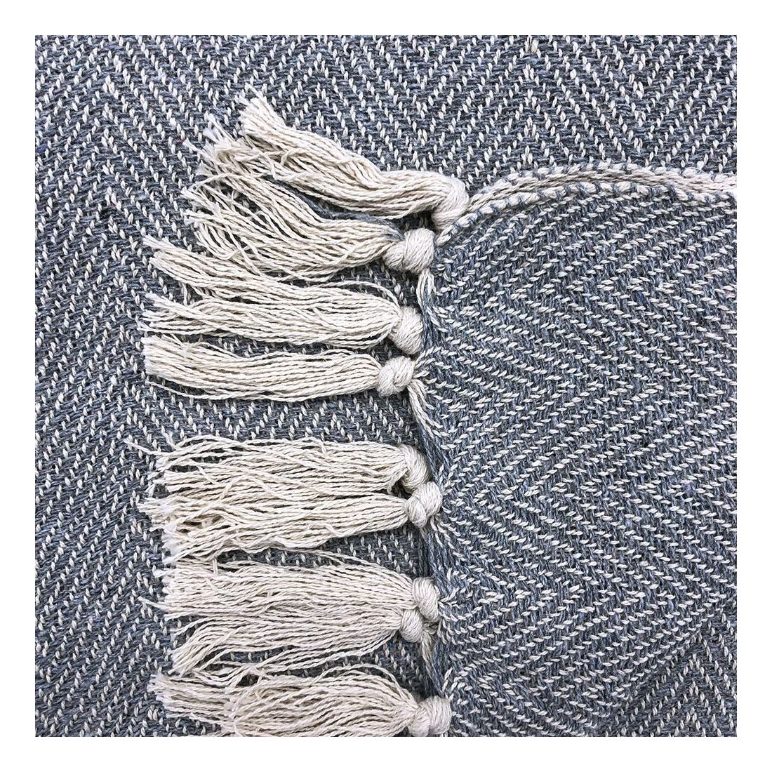 Woven Grey Cotton Throw - a classic herringbone pattern