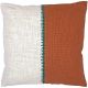 Two-tone woven cushion with embroidered stitching down the centre.