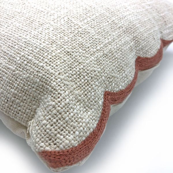 Beige Cushion with Scalloped Edges