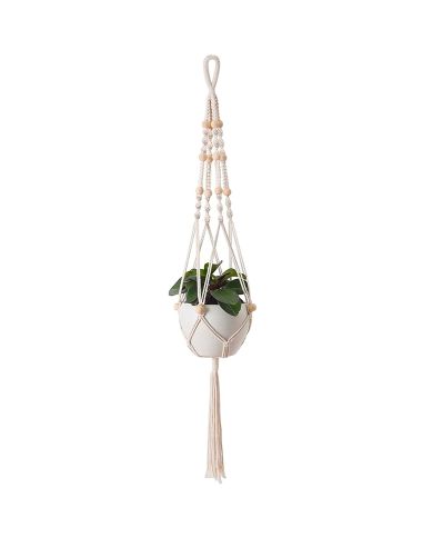 Macramé Plant Hanger with Wooden Beads