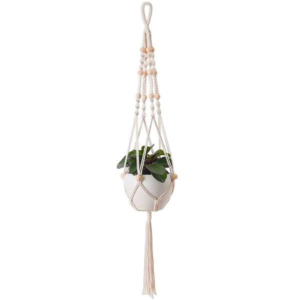 Macramé Plant Hanger with Wooden Beads