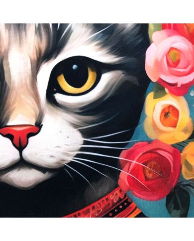 Een close-up van het kussen katten met bloesems.