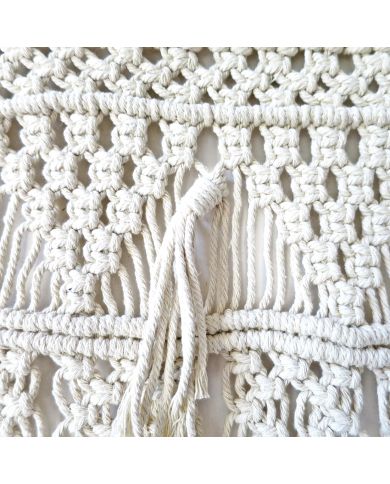 Details van het knoopwerk van de wandhanger macramé.