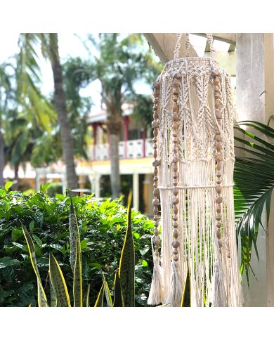 Macramé Landelijk Windlicht met Kralen Macramé Landelijk Windlicht met Kralen