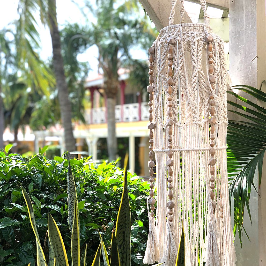 Macramé Landelijk Windlicht met Kralen