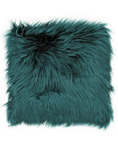Fluffy Faux Fur Cushion Teal