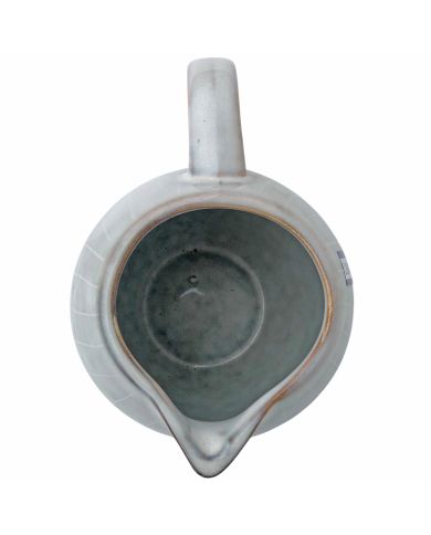 Close up of the curved spout of the ceramic milk jug in Nordic grey.