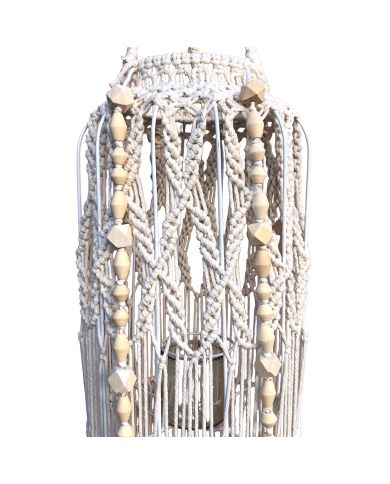 Macramé Landelijk Windlicht met Kralen Macramé Landelijk Windlicht met Kralen