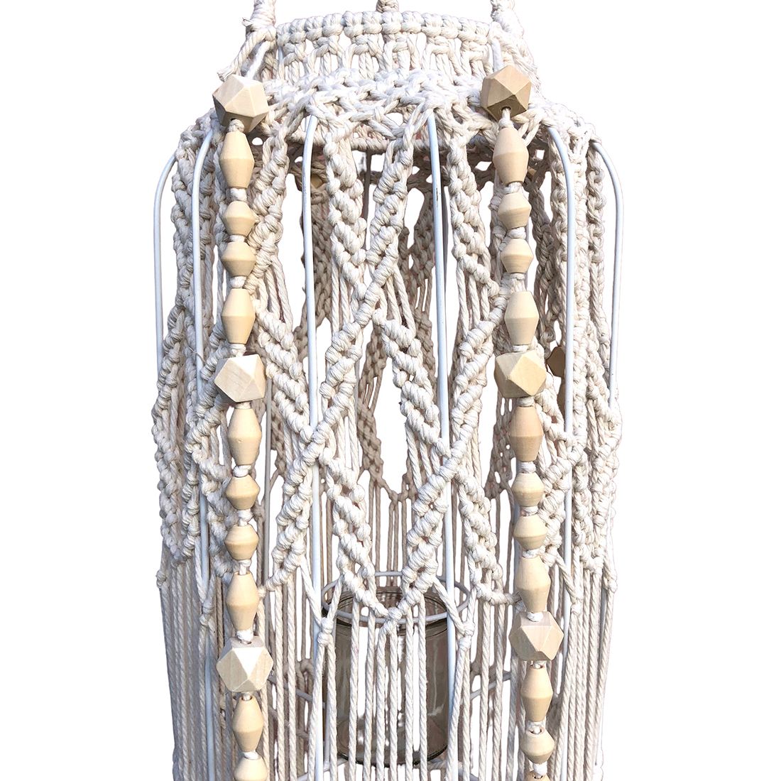 Macramé Landelijk Windlicht met Kralen