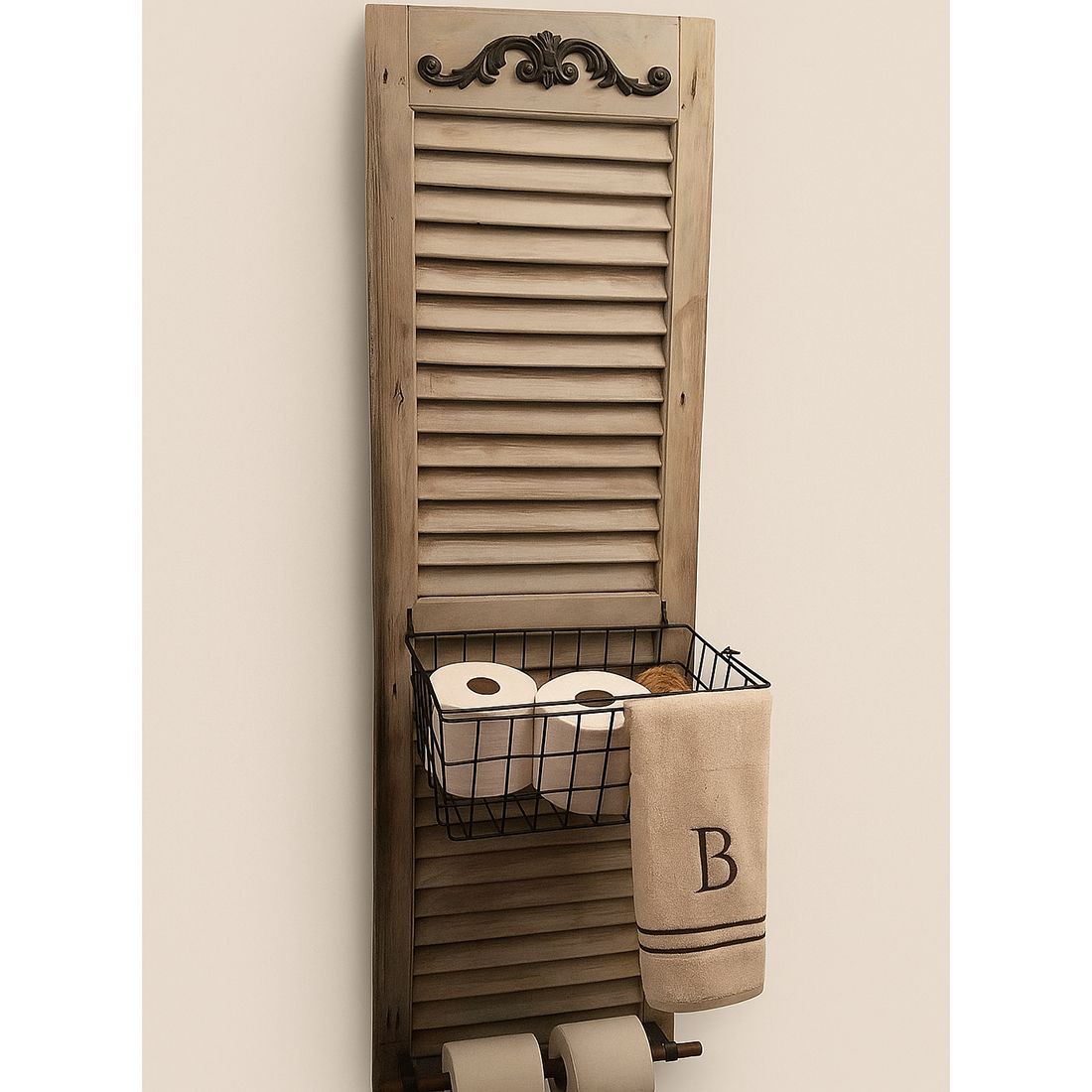 Wooden Louvre Shutter Brownwash