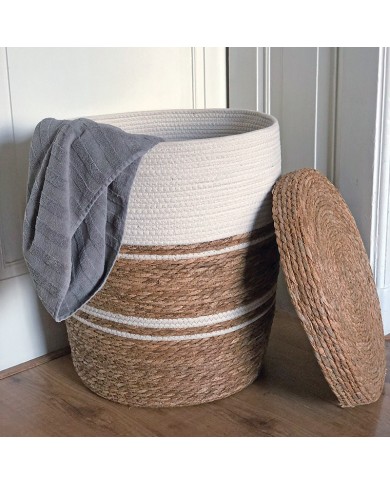 Wide Laundry Basket with Lid White Wide Laundry Basket with Lid White