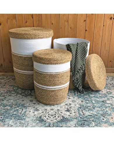 Laundry Basket with Lid White Laundry Basket with Lid White