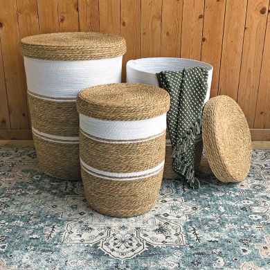 Laundry Basket with Lid White