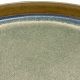 A close-up of the reactive glaze detail of the bohemian dinner plate.