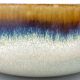 A close-up of the reactive glaze detail of the bohemian soup bowl.