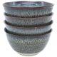 Four stacked ceramic ramen bowls with a reactive glaze finish, featuring gracefully curved edges and a glossy surface.