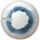 Top view of the ceramic tapas bowls with a speckled blue interior.