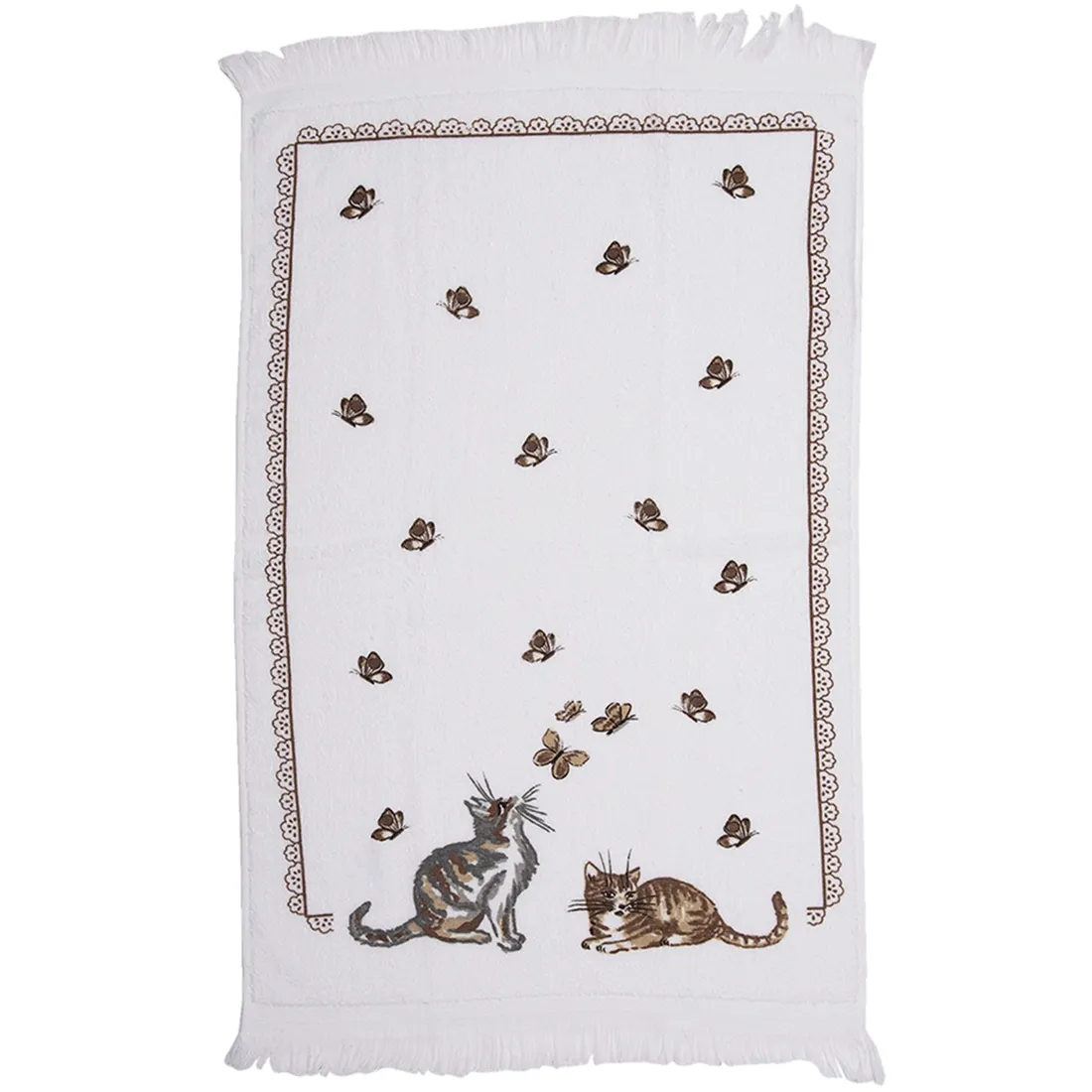Hand Towel with Cats & Butterflies