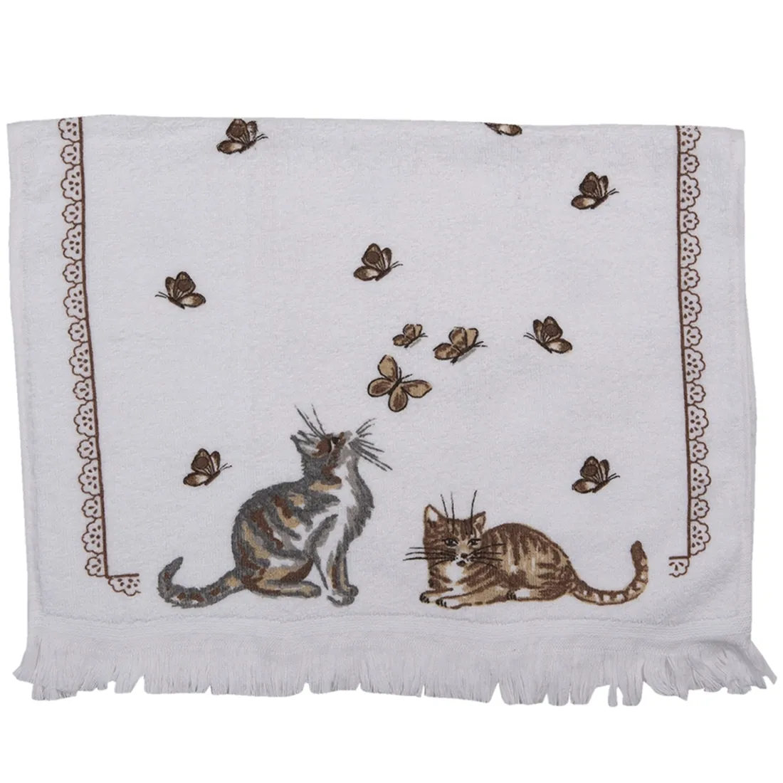 Hand Towel with Cats & Butterflies