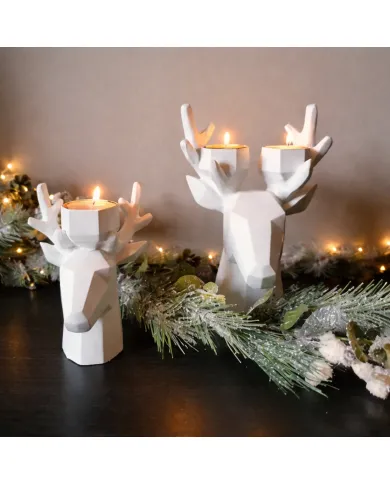 Nordic Geometric Deer Head Tealight Holder