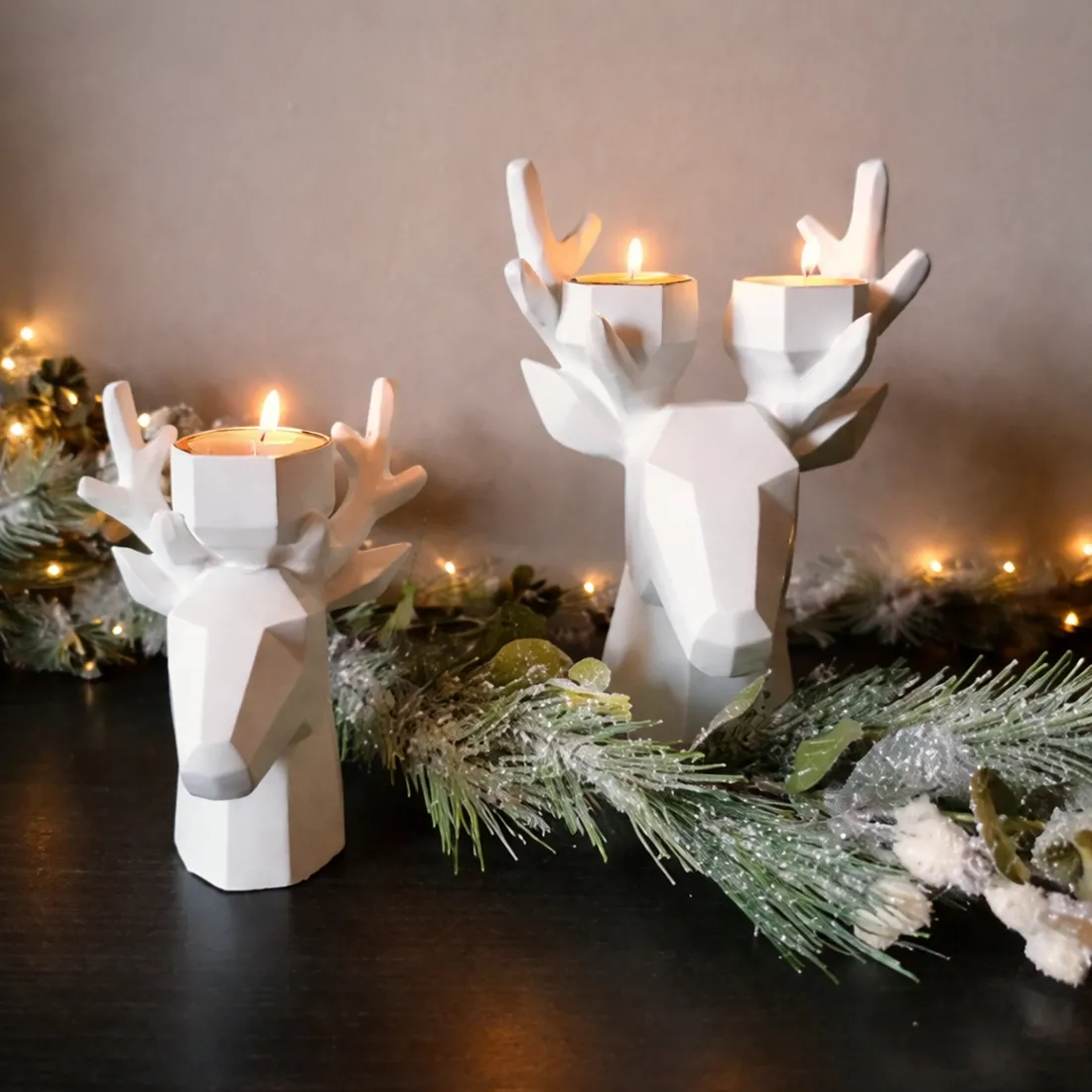 Nordic Geometric Deer Head Theelichthouder