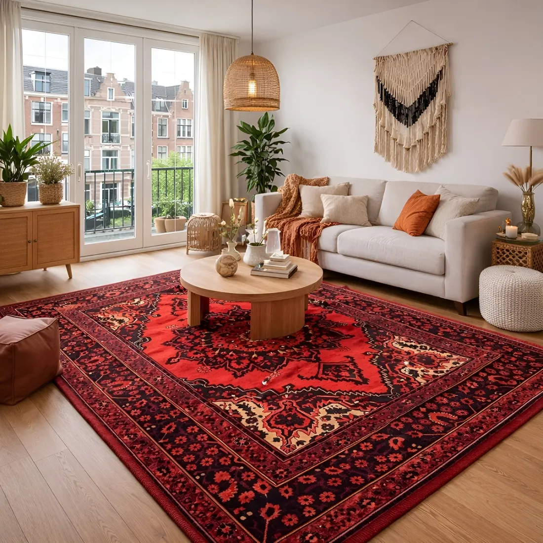 Rode Tapijt Marand - gedetailleerd patroon met diepe kleuren