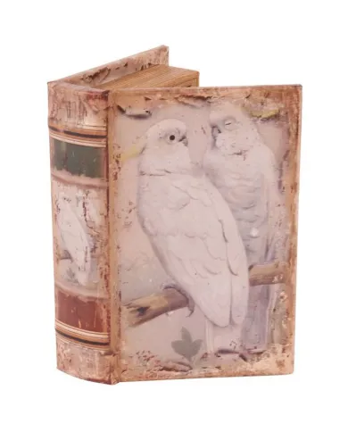 Vintage Book Box White Parrots