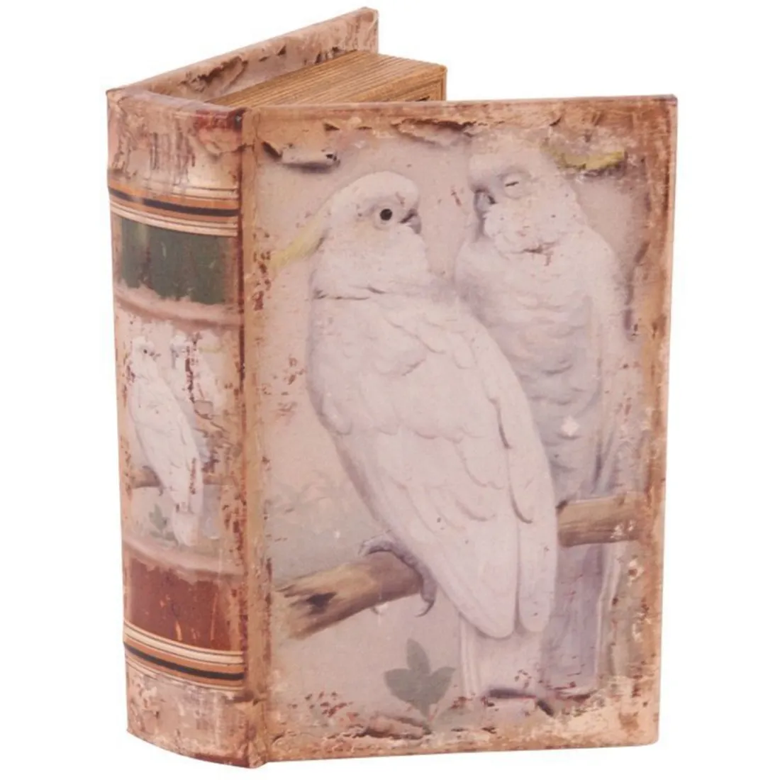 Vintage Book Box White Parrots