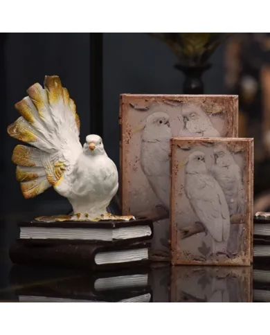 Vintage Book Box White Parrots